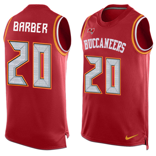 Men's Limited Ronde Barber Nike Jersey Red - #20 Player Name & Number Tank Top NFL Tampa Bay Buccaneers